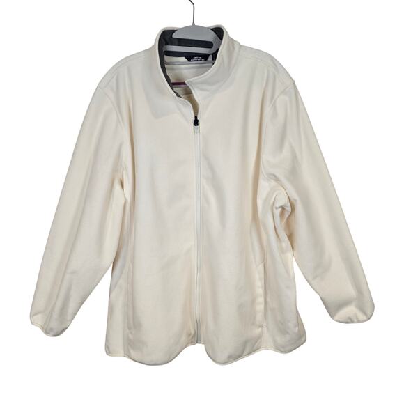 Women's Lands' End Off-White Full Zip Fleece Jacket Zip Pockets | Size 3X - Picture 1 of 10